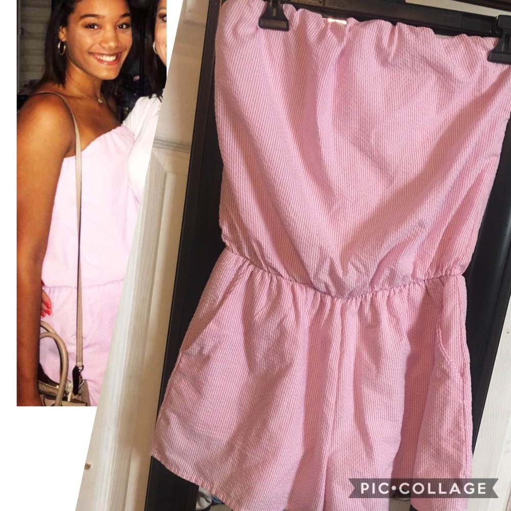 Peach Love Gingham Romper